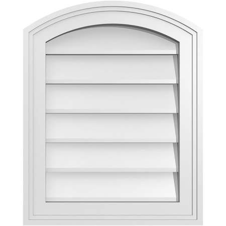 Ekena Millwork Arch Top Surface Mount PVC Gable Vent: Functional, w/ 2"W x 1-1/2"P Brickmould Frame, 16"W x 20"H GVPAR16X2002SF